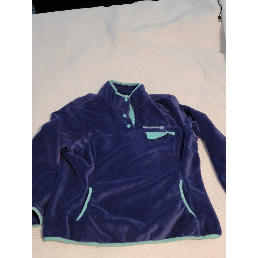Free Country Fleece pullover Womens‎ XL  Purple 1/4 Snap pockets Outdoors